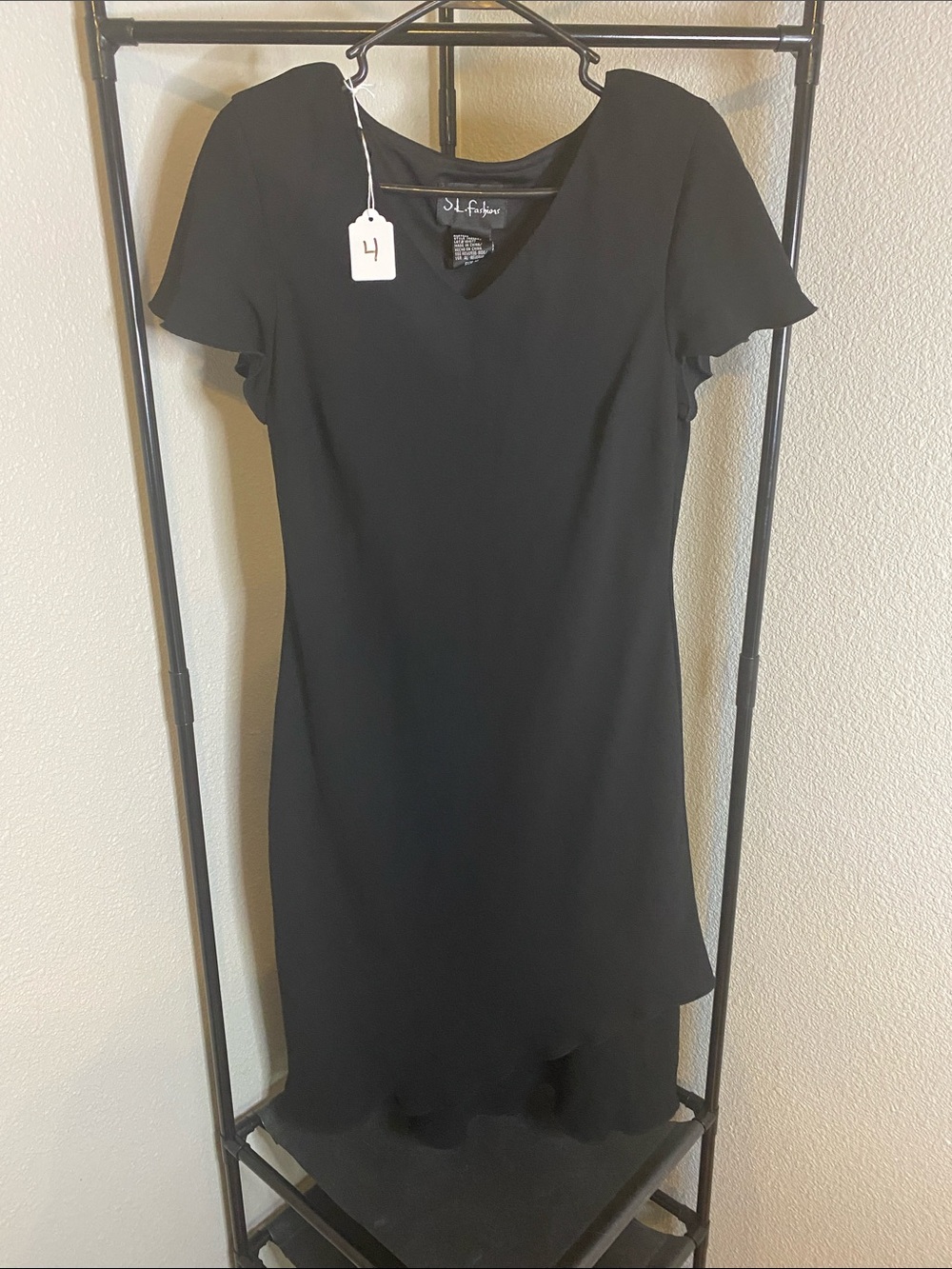 Ally Fashion Black V-Neck High-Low Flutter Sleeve Dress